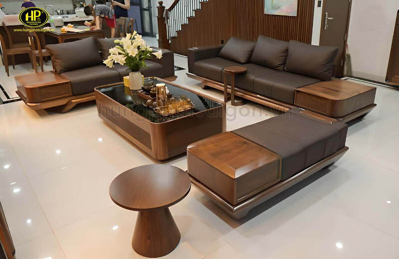 Bộ Sofa Gỗ Óc Chó Nhập Khẩu Cao Cấp HO-43