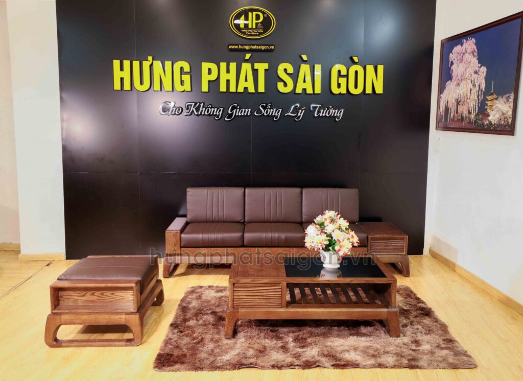 Ghế sofa gỗ cho phòng khách sang trọng HS-23A