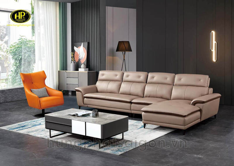 Sofa Da Cao Cấp Góc L Kèm Đôn AT-A668