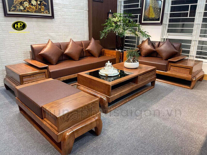 Sofa Gỗ Hương Vàng Cao Cấp HS-46