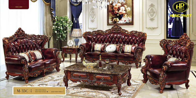 SOFA TÂN CỔ ĐIỂN LUXURY DA BÒ M-35C