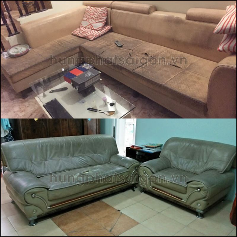 Sofa khi dùng lâu sẽ không tránh được tình trạng bạc màu trên bề mặt