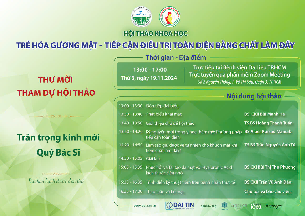 HỘI THẢO KHOA HỌC “TRẺ HOÁ GƯƠNG MẶT - TIẾP CẬN ĐIỀU TRỊ TOÀN DIỆN BẰNG CHẤT LÀM ĐẦY”