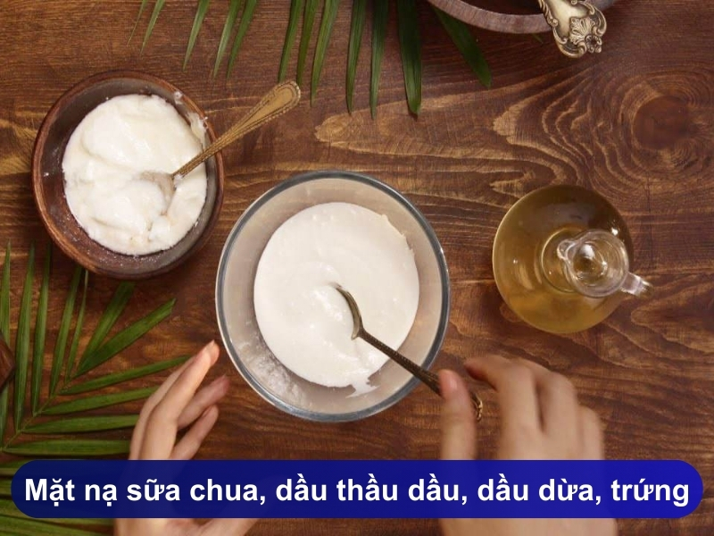 Mặt nạ sữa chua, dầu thầu dầu, dầu dừa, trứng giúp hạn chế rụng tóc