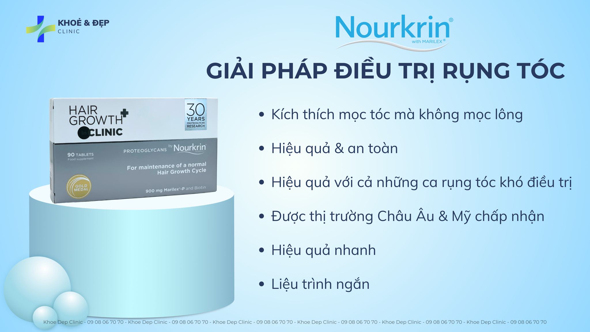 Nourkrin: liệu pháp bổ trợ proteoglycan tối ưu cho phục hồi nang tóc sau cấy AMT