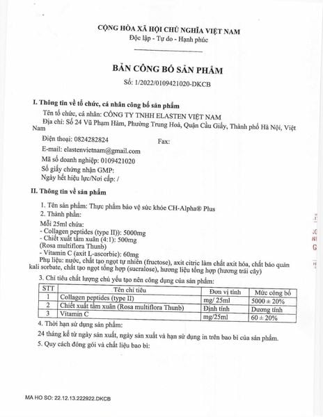 Giấy công bố sản phẩm