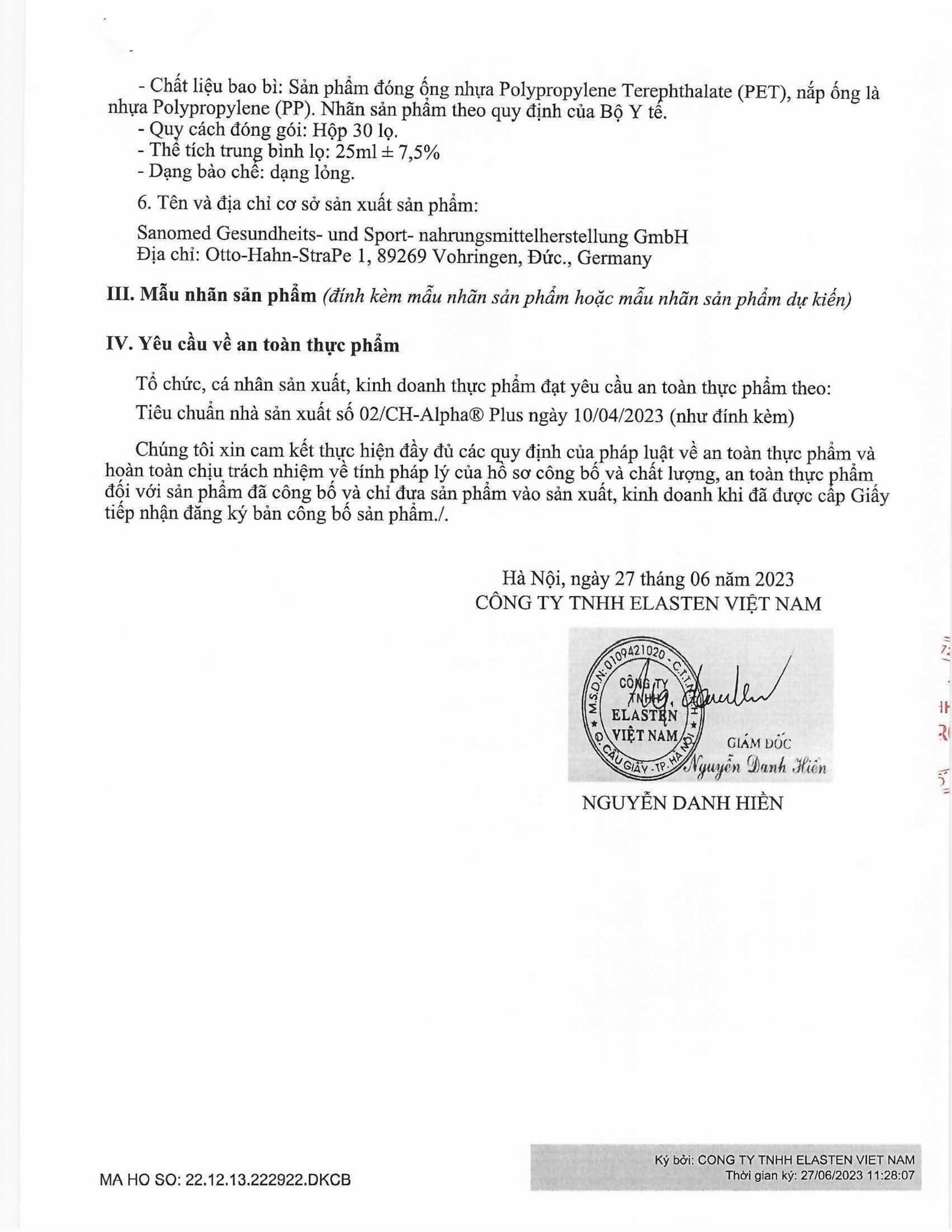 Giấy công bố sản phẩm