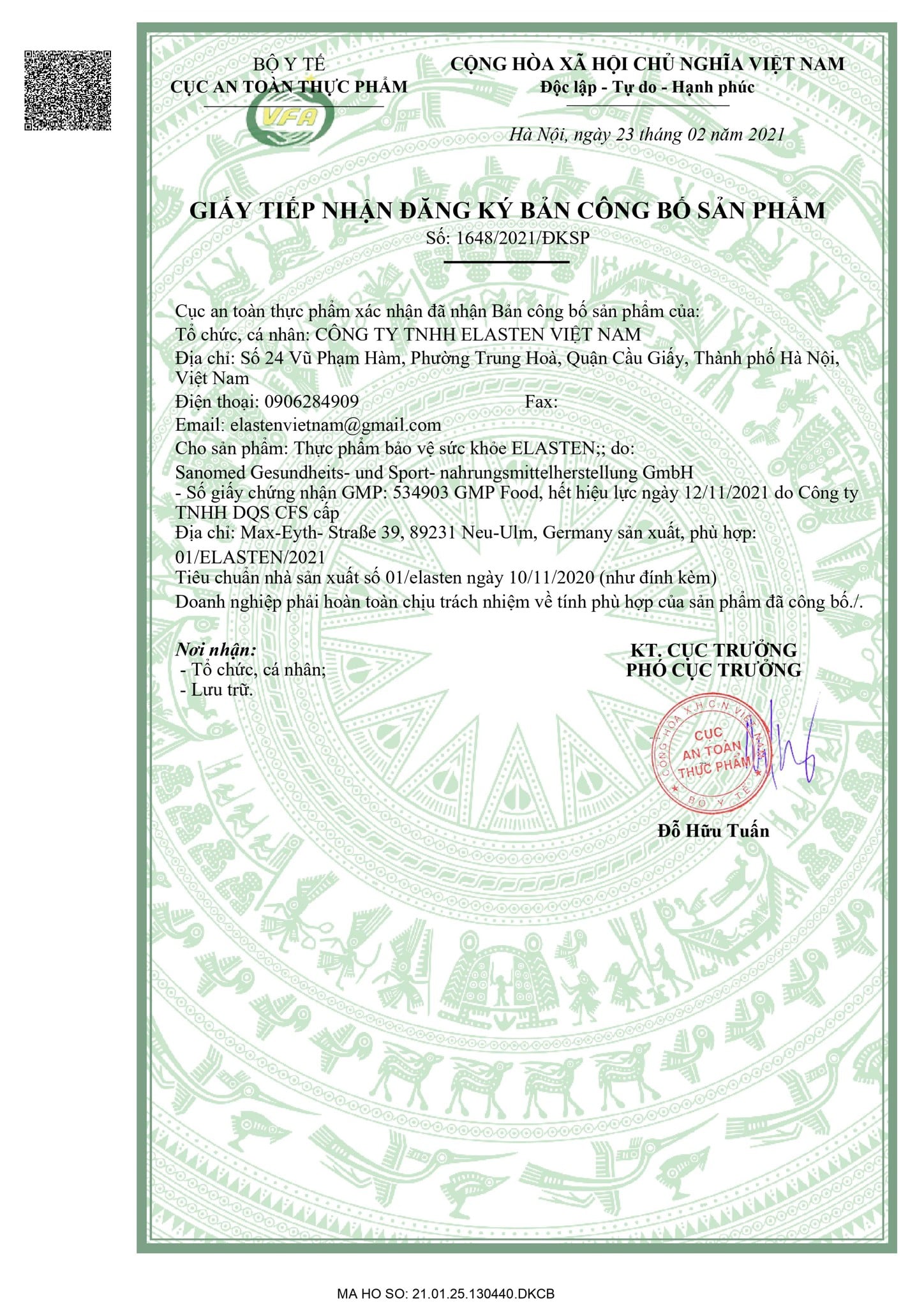 Giấy công bố sản phẩm