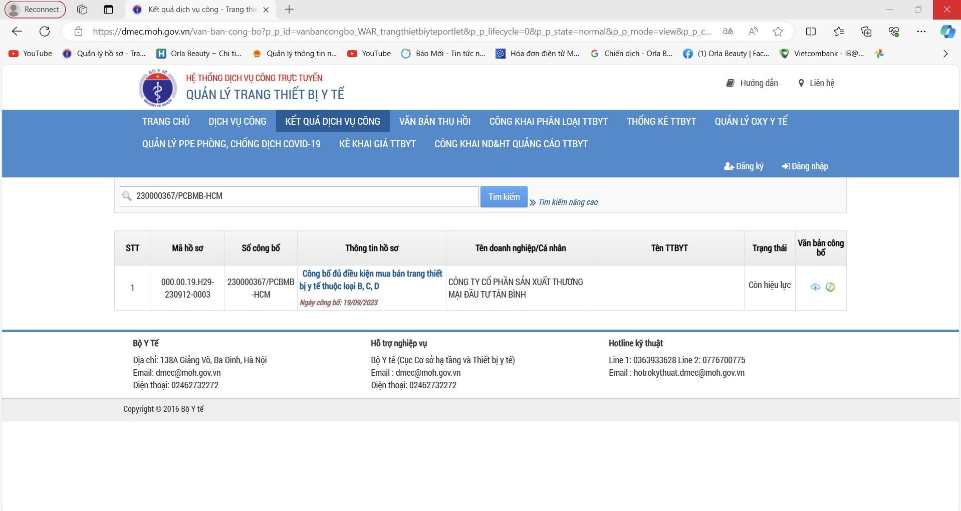 Giấy phép phân phối các trang thiết bị y tế nhóm B,C,D