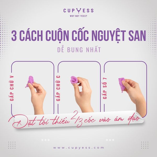3 cách cuộn cốc nguyệt san dễ bung nhất