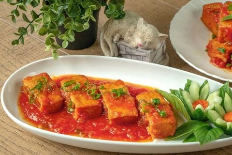ĐẬU HỦ NHỒI THỊT SỐT CÀ CHUA ngon tuyệt đẹp mắt dễ làm nhất