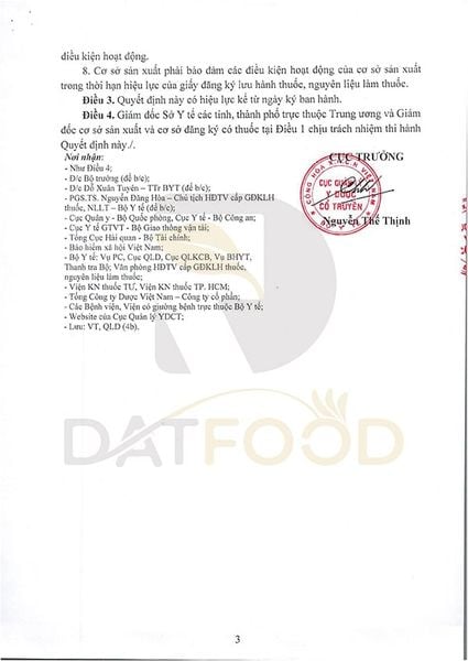 Hình ảnh giấy đăng ký gia hạn lưu hành sản phẩm an cung ngưu Rùa Vàng.