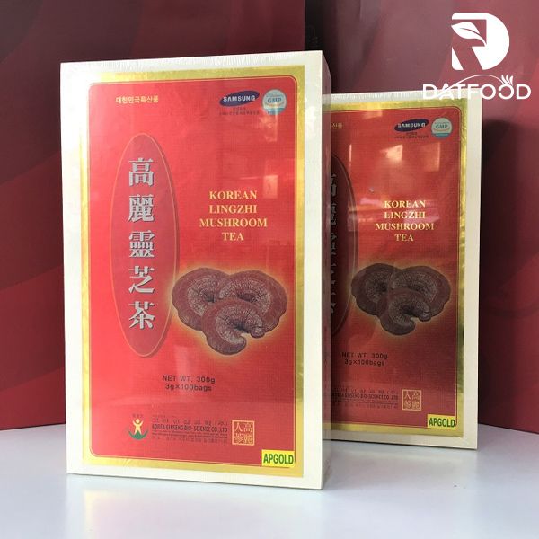 Hình ảnh trà linh chi Bio Apgold hộp gỗ 100 gói * 3g chính hãng Hàn Quốc.