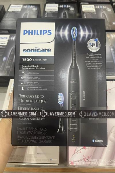 Nhãn hộp của Bàn chải đánh răng điện Philips Sonicare 7500 Expert Clean màu đen