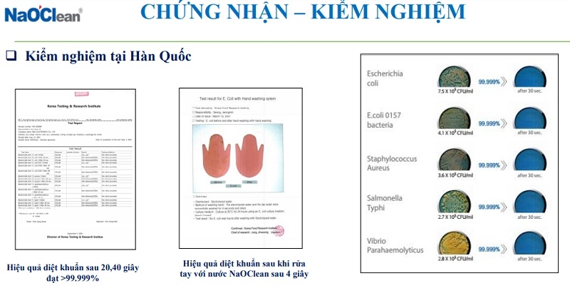 Các dòng sản phẩm máy tạo nước khử khuẩn NaOClean và chứng nhận sản phẩm