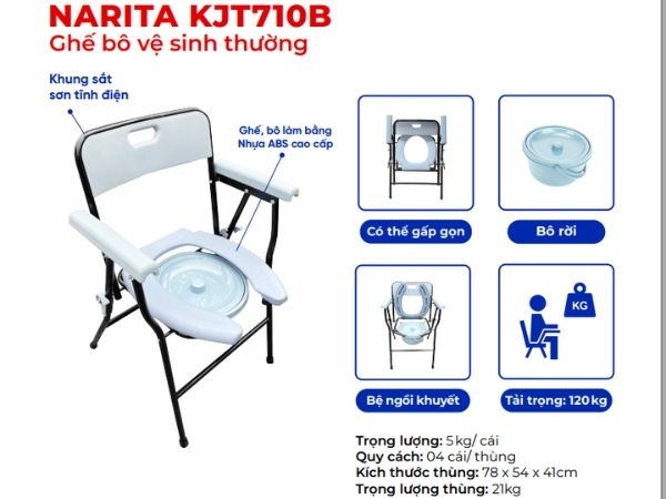 Ghế bô vệ sinh cao cấp cho người già, người khuyết tật Oromi KJT710b