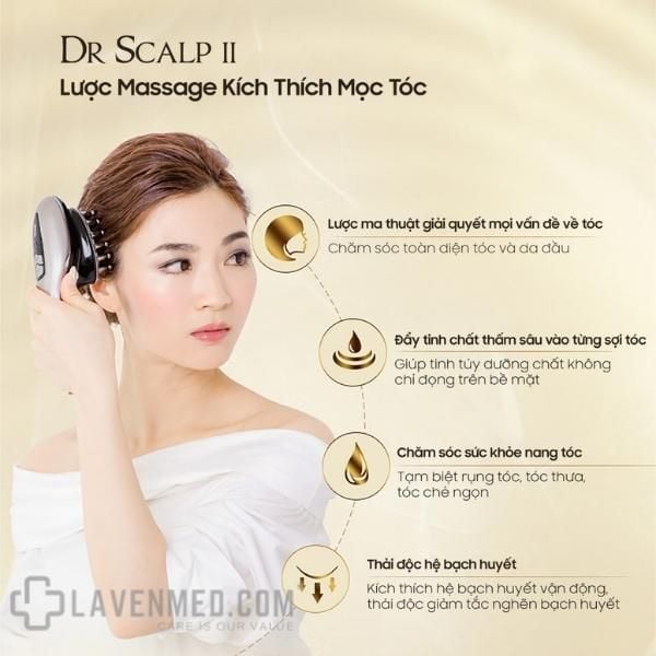Lược massage đầu Dr Scalp II kích thích mọc tóc