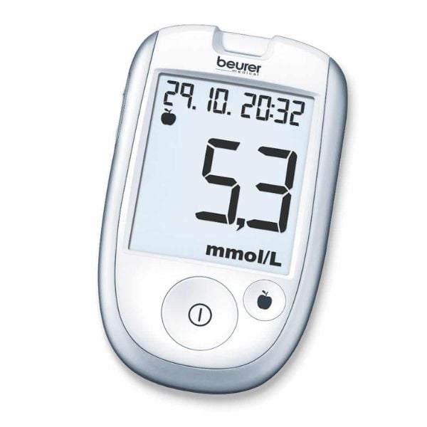 Máy đo đường huyết Beurer GL42 cho kết quả đo đường huyết chính xác nhanh chóng chỉ sau vài giây, lượng máu ít và lấy máu không đau.