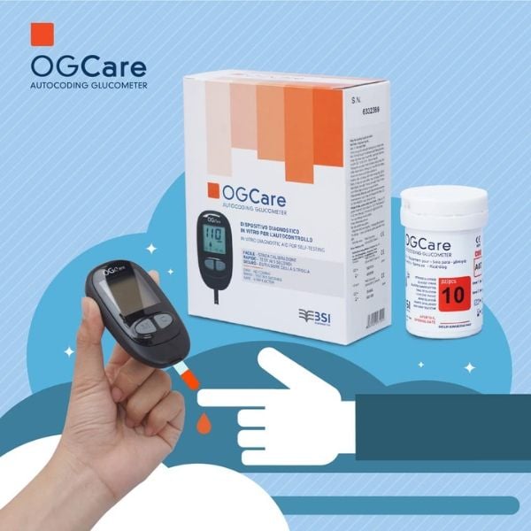 Máy đo đường huyết Ogcare với bộ nhớ 300 kết quả đo