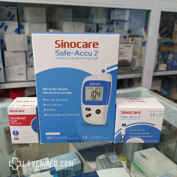 Trọn bộ Máy đo đường huyết Sinocare Safe Accu 2