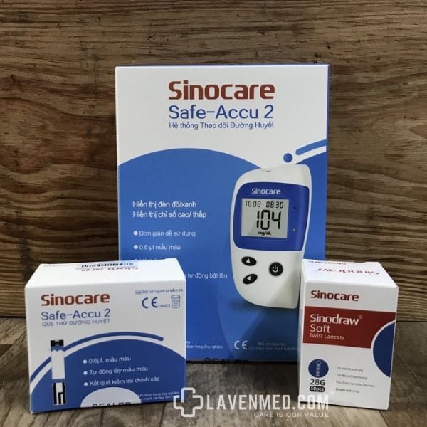 Hộp đựng và kim que thử của Máy đo đường huyết Sinocare Safe Accu 2