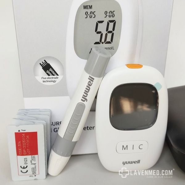 Máy đo đường huyết Yuwell 710 cho kết quả đo lượng đường trong máu rất chính xác sau 8 giây.