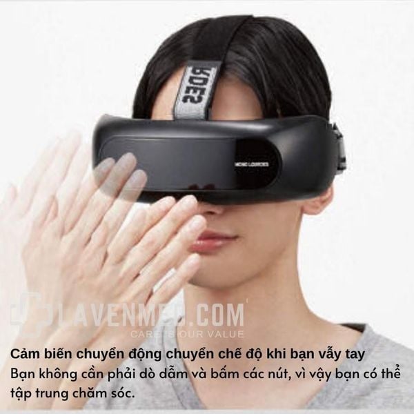 Máy massage mắt Mono Lourdes AX-HXL350 chăm sóc kỹ lưỡng xung quanh mắt và thái dương bằng chuyển động 3D