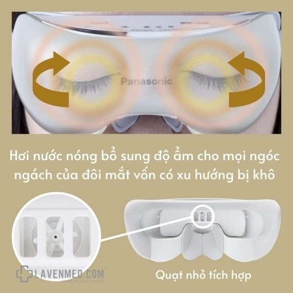 Máy massage mắt Panasonic EH-SW68 có quạt nhỏ để thổi hơi nóng quanh mắt