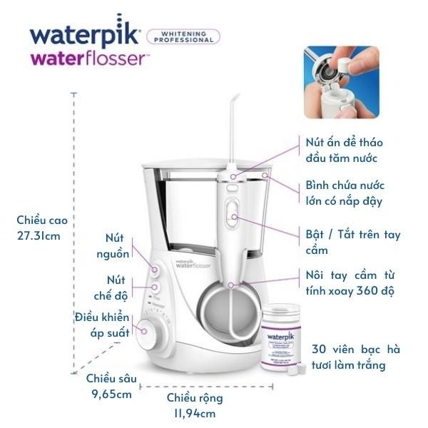 Chi tiết các bộ phận của Máy tăm nước Waterpik WF-05