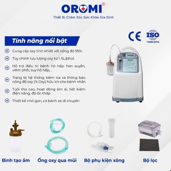 Máy Tạo Oxy 5L Oromi JLO-590Si Tích Hợp Xông Khí Dung là một sản phẩm cao cấp của OROMI