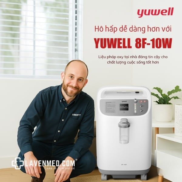 Máy Tạo Oxy Yuwell 8F-10W 10 Lít - Mẫu Mới 2025 – Công suất lớn, hoạt động êm ái