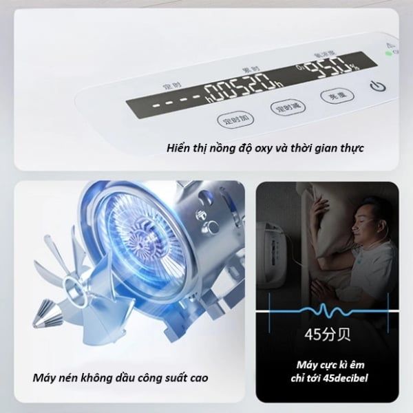 Máy tạo oxy Yuwell 9F-5BW hoạt động êm ái, di chuyển dễ dàng, giá thành rẻ