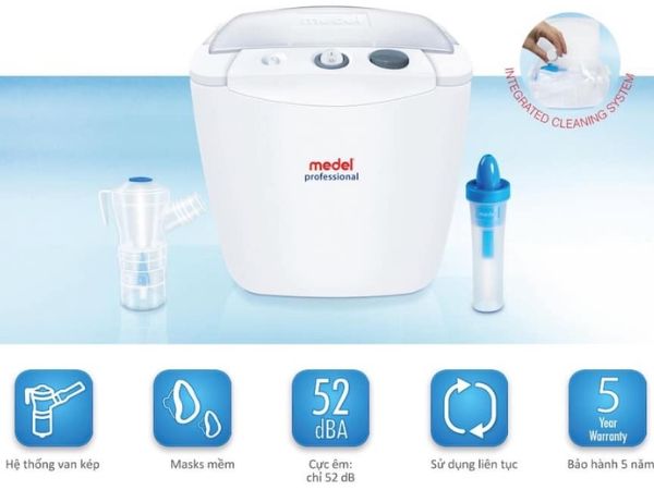 Máy xông khí dung Medel Professional là model cao cấp của Medel, sử dụng công nghệ khí nén, máy phù hợp sử dụng tại gia đình...