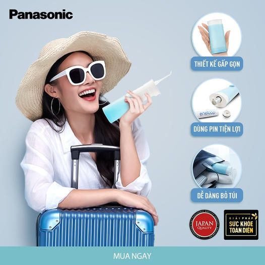 Máy tăm nước Panasonic EW-DJ10 có dung tích bình chứa nước là 165ml, sử dụng hai pin AA.