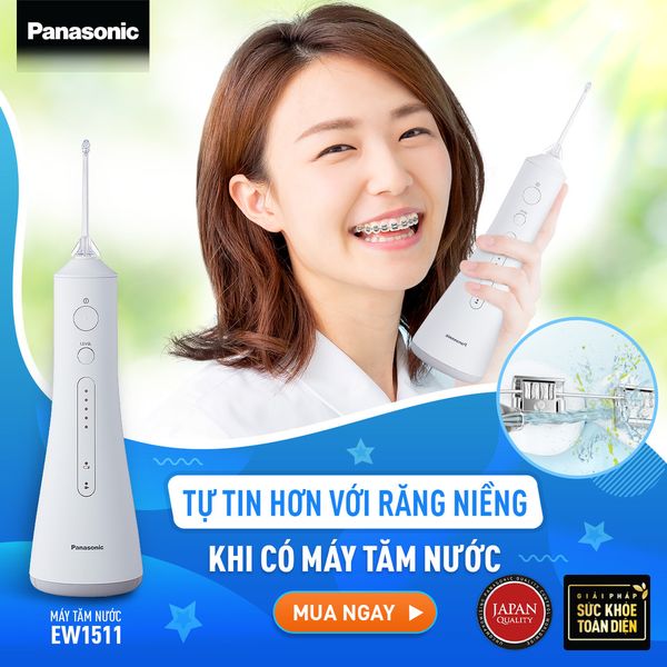 Máy tăm nước Panasonic EW1511 công nghệ sóng âm, 5 mức áp lực với 2 đầu tăm nước tiêu chuẩn