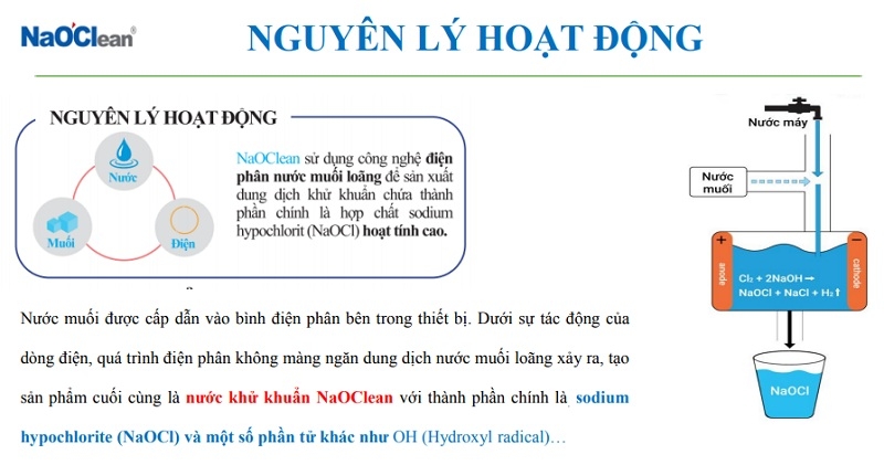 Nguyên lý hoạt động tạo ra nước khử khuẩn NaOClean: