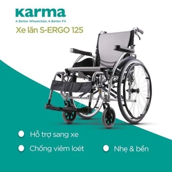 Xe lăn tay Karma S-Ergo 125 thiết kế hiện đại và được ưa chuộng tại Châu Âu