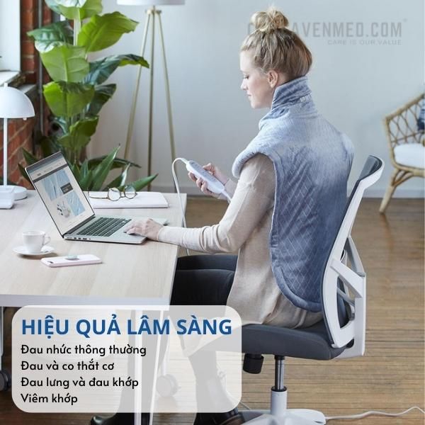 Tấm đệm sưởi choàng vai cổ lưng, làm ấm và massage Homedics HPM-W36ALJ Đã được chứng minh lâm sàng để giảm đau