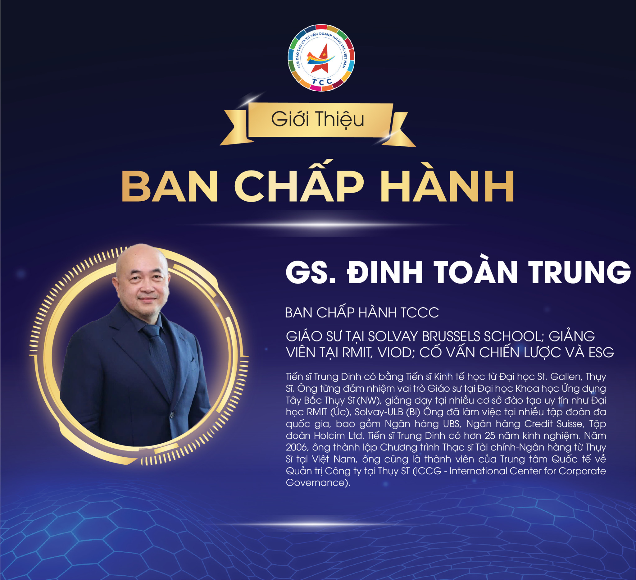 GIÁO SƯ. ĐINH TOÀN TRUNG - ỦY VIÊN BAN CHẤP HÀNH TCCC - NHẬN NHIỆM VỤ TRƯỞNG BAN CHIẾN LƯỢC