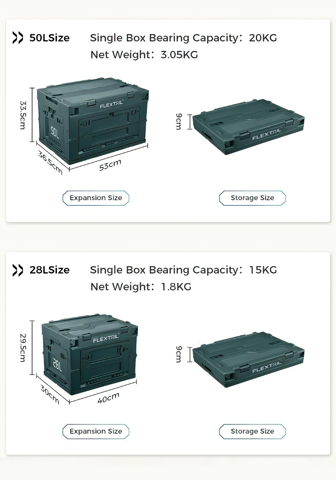 FLEXTAIL BOX-28L/50L PP Large Capacity Foldable Outdoor Storage Box 28L