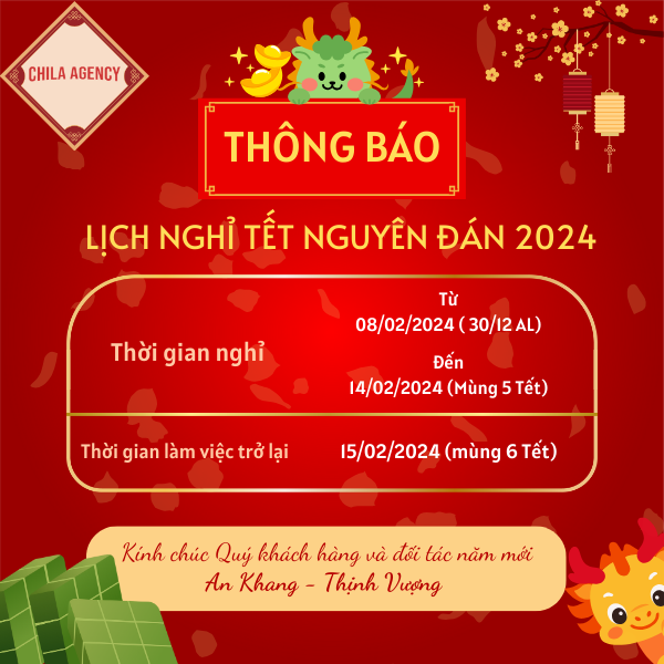 Thông báo lịch nghỉ Tết Nguyên Đán Giáp Thìn 2024