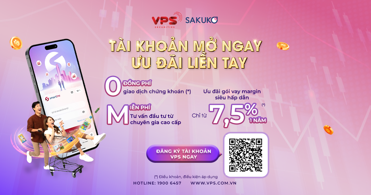 0Đ PHÍ GIAO DỊCH, GÓI VAY MARGIN TỪ 7.5% -  MỞ TÀI KHOẢN CHỨNG KHOÁN VPS CÙNG SAKUKO - MỞ LỐI HÀNH TRÌNH THỊNH VƯỢNG