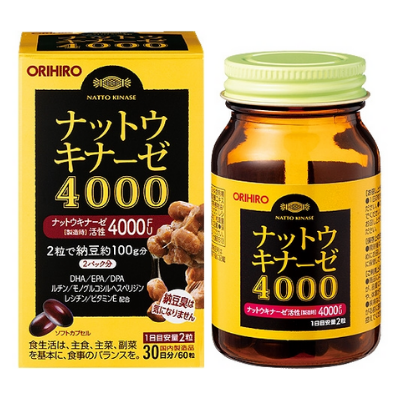 ORIHIRO- Viên uống hỗ trợ phòng ngừa tai biến đột quỵ Natto Kinase 4000FU 60 viên ORIHIRO- Viên uống hỗ trợ phòng ngừa tai biến đột quỵ Natto Kinase 4000FU 60 viên