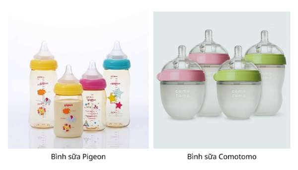 đánh giá bình sữa Pigeon là nhựa PPSU còn bình Comotomo làm từ Silicon.