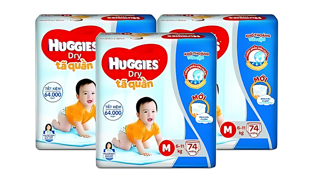Bỉm Huggies với đặc điểm “chân thun đệm mây” giúp bé tha hồ ngủ suốt đêm ở mọi tư thế không lo bung tuột.