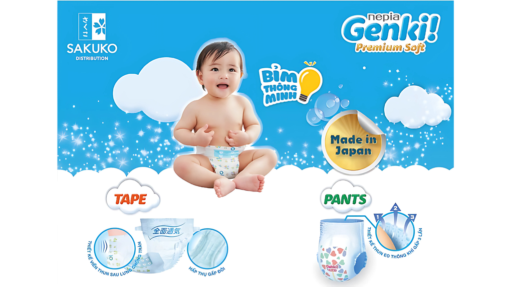 Bỉm Genki nhận được nhiều sự tin yêu tại thị trường nội địa Nhật nhờ có những ưu điểm về chất liệu, thiết kế