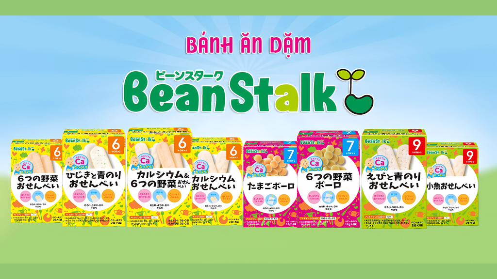 Bánh ăn dặm cho bé 7 tháng tuổi của Nhật thương hiệu Beanstalk dạng kem xốp là sản phẩm được ưu ái vì hương vị độc đáo.