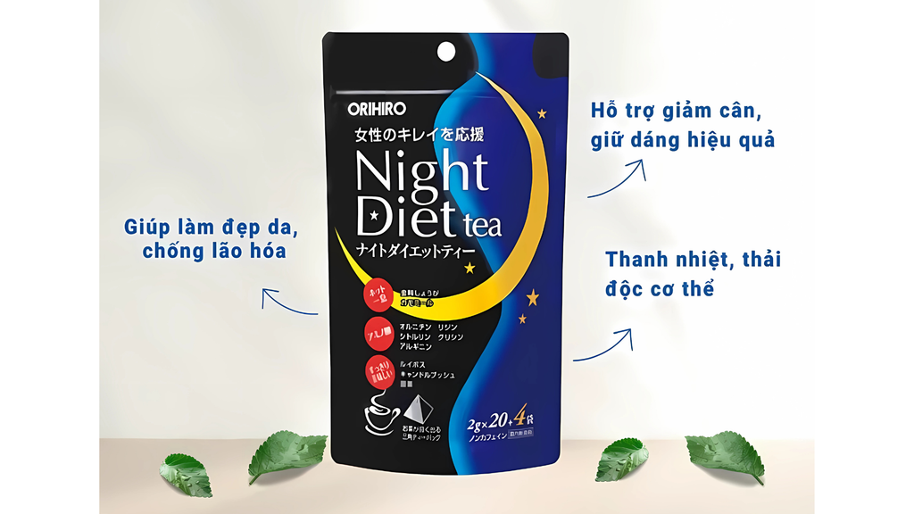 Trà giảm cân ban đêm Nhật hỗ trợ giữ dáng, thải độc và làm đẹp da