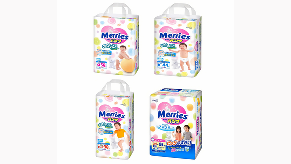 Bao bì bỉm Merries chỉ ghi tiếng Nhật.