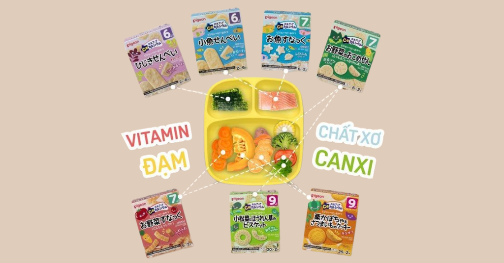 Bánh ăn dặm canxi cá mòi rong biển Pigeon cung cấp dưỡng chất cho bé